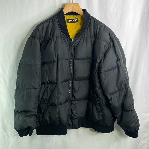 Vintage DKNY, athletic black, bomber, puffer jacket, reversible. - Picture 1 of 6